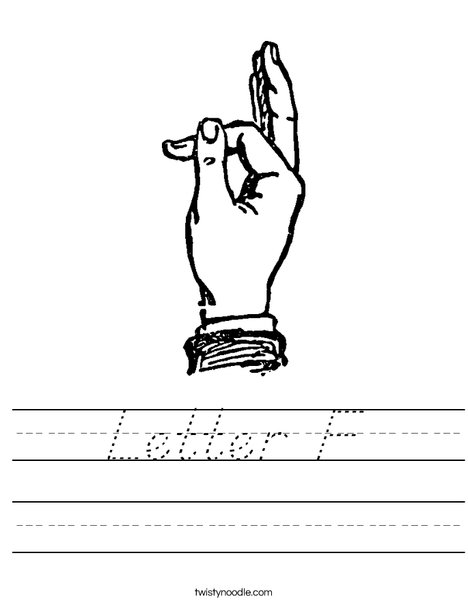 Sign Language Letter F Worksheet