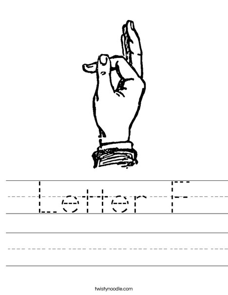 Sign Language Letter F Worksheet