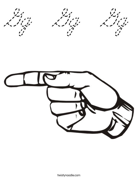 Sign Language Letter G Coloring Page