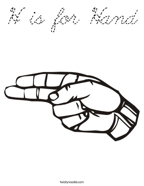Sign Language Letter H Coloring Page