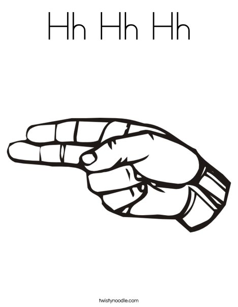 Sign Language Letter H Coloring Page
