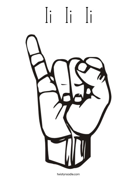 Sign Language Letter I Coloring Page