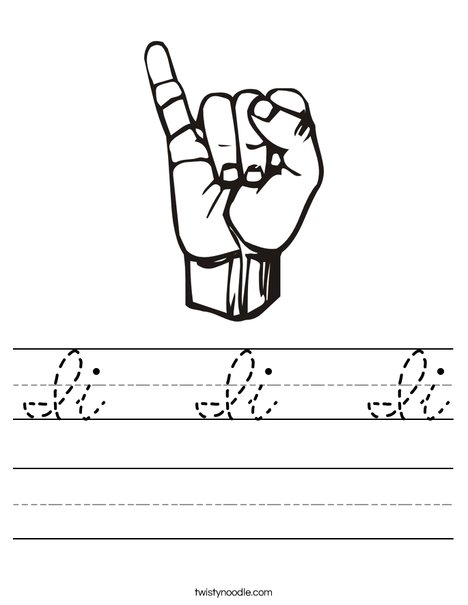 Sign Language Letter I Worksheet