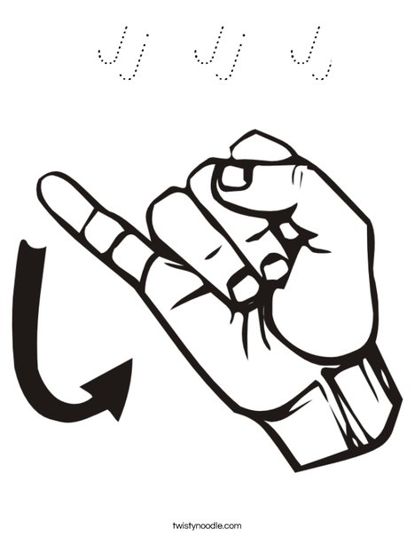 Sign Language Letter J Coloring Page