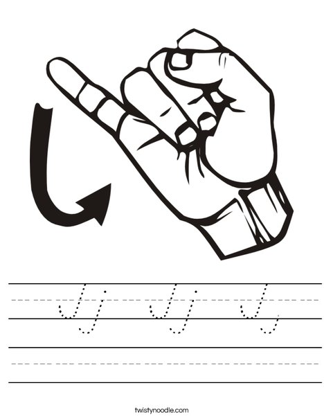 Sign Language Letter J Worksheet