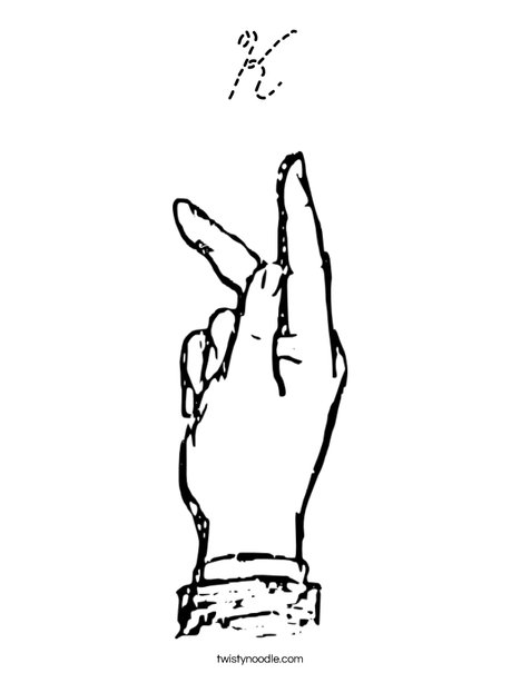 Sign Language Letter K Coloring Page