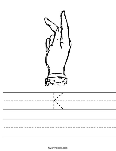 Sign Language Letter K Worksheet