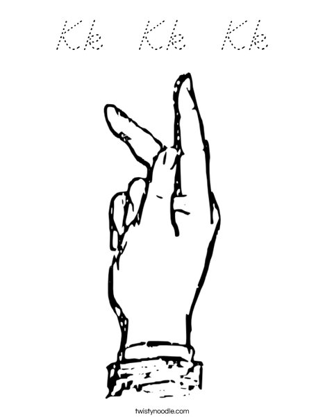 Sign Language Letter K Coloring Page