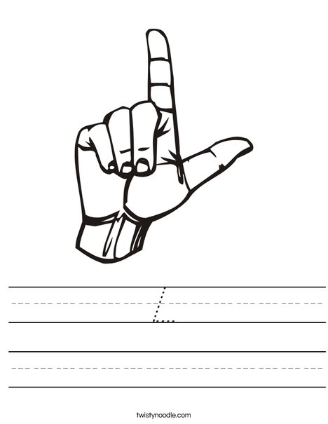 Sign Language Letter L Worksheet