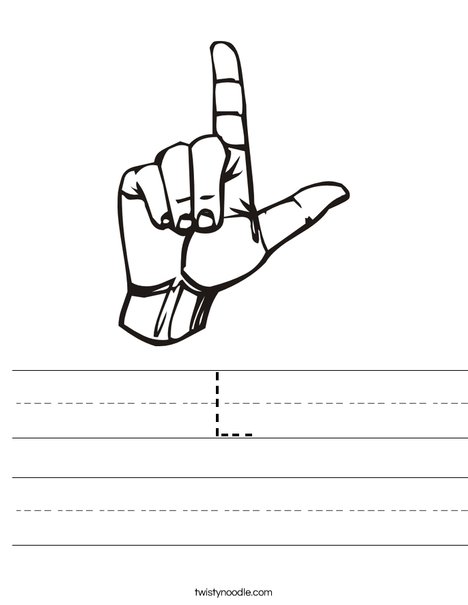 Sign Language Letter L Worksheet