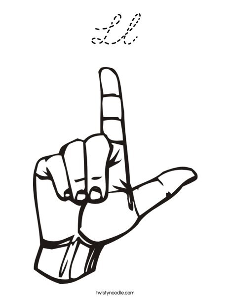 Sign Language Letter L Coloring Page