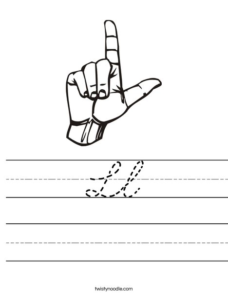 Sign Language Letter L Worksheet