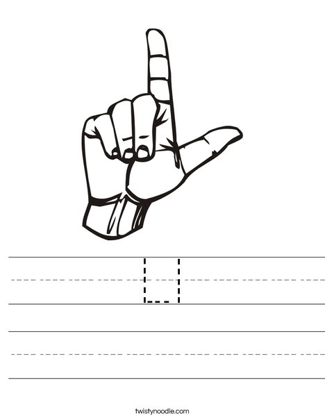 Sign Language Letter L Worksheet