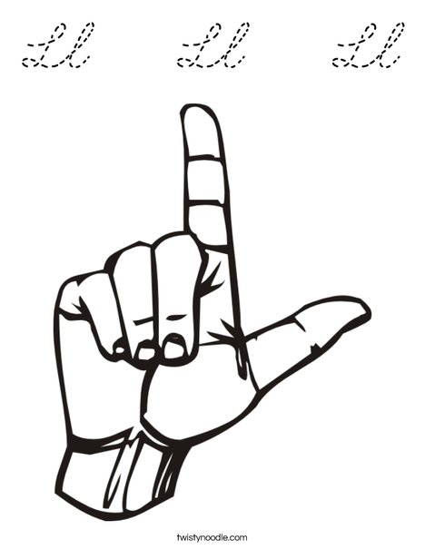 Sign Language Letter L Coloring Page