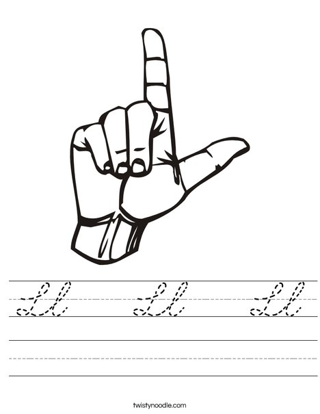 Sign Language Letter L Worksheet