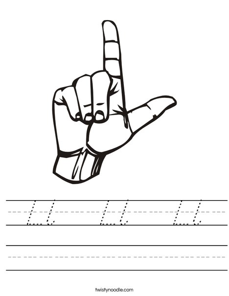 Sign Language Letter L Worksheet
