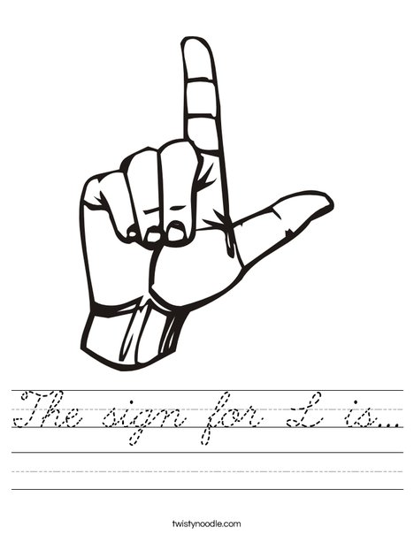 Sign Language Letter L Worksheet