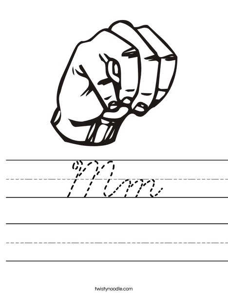 Sign Language Letter M Worksheet
