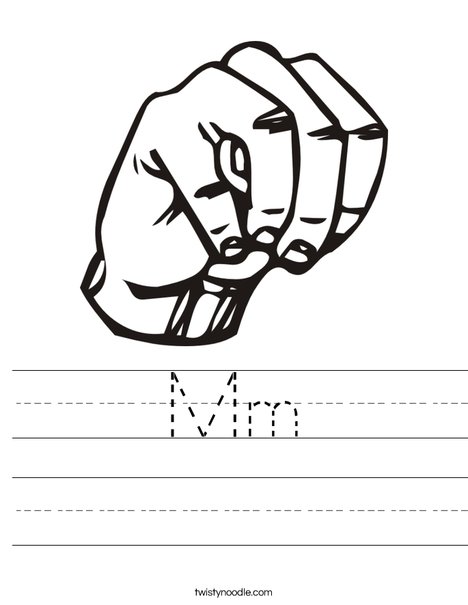 Sign Language Letter M Worksheet