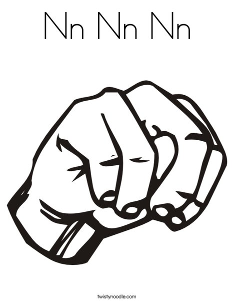 Sign Language Letter N Coloring Page