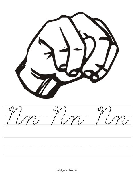 Sign Language Letter N Worksheet