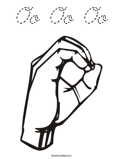 Sign Language Letter O Coloring Page