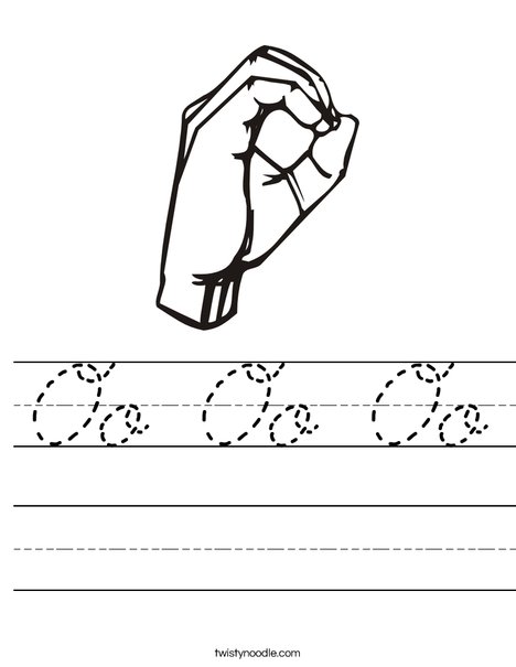 Sign Language Letter O Worksheet