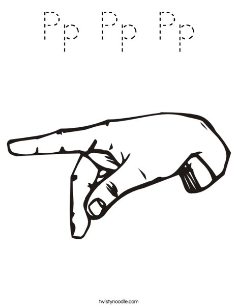 Sign Language Letter P Coloring Page