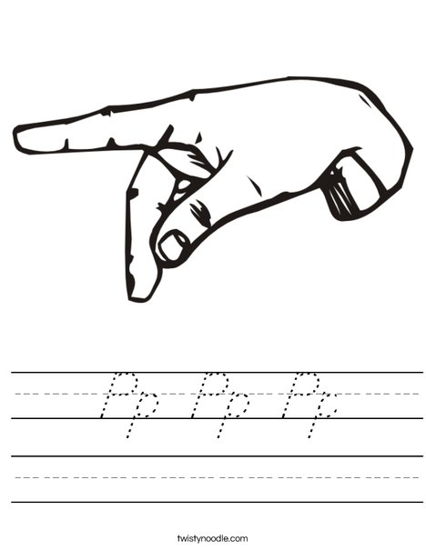 Sign Language Letter P Worksheet