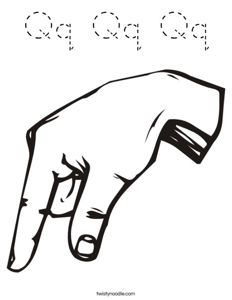 Sign Language Letter Q Coloring Page