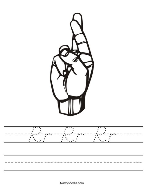 Sign Language Letter R Worksheet