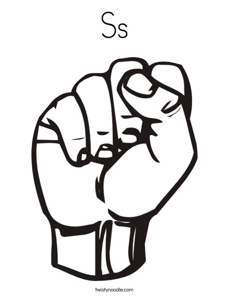 Sign Language Letter S Coloring Page