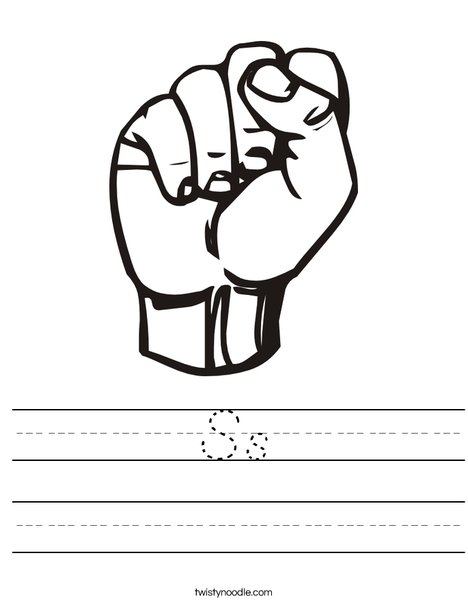 Sign Language Letter S Worksheet