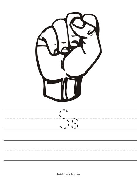 Sign Language Letter S Worksheet