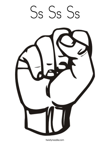 Sign Language Letter S Coloring Page