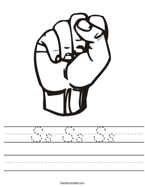 Sign Language Letter S Worksheet
