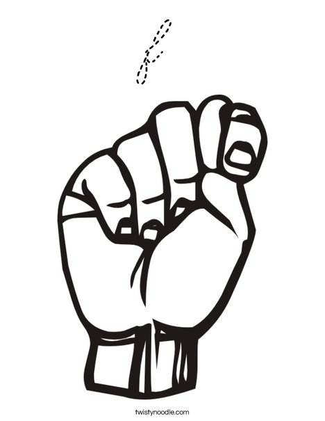 Sign Language Letter T Coloring Page