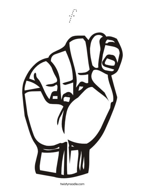 Sign Language Letter T Coloring Page