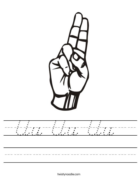 Sign Language Letter U Worksheet