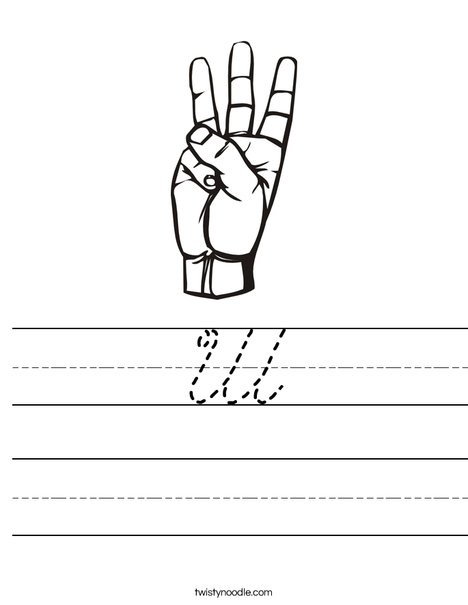 Sign Language Letter W Worksheet