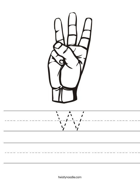 Sign Language Letter W Worksheet