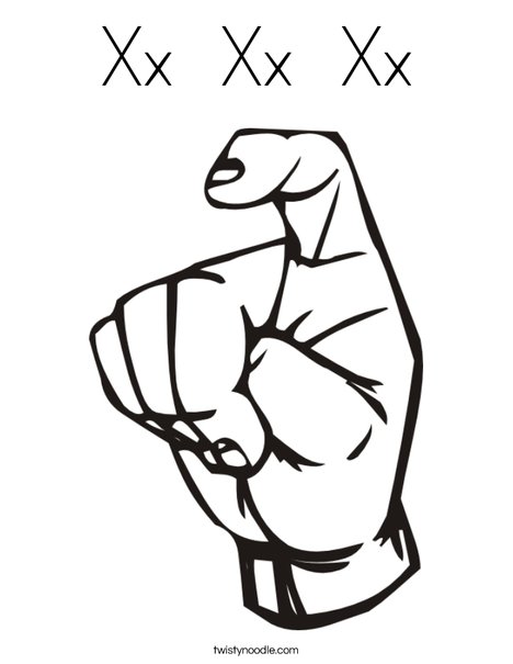 Sign Language Letter X Coloring Page