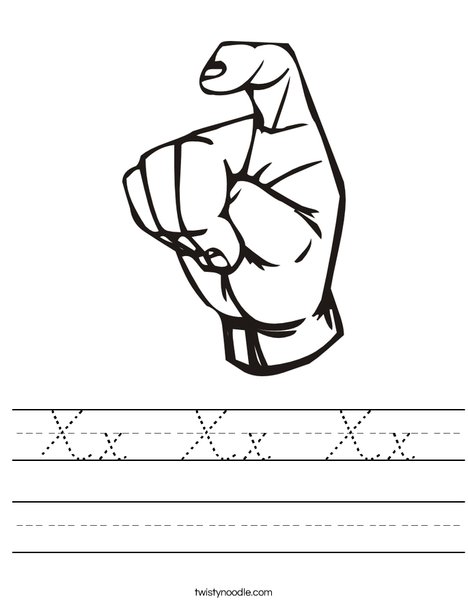 Sign Language Letter X Worksheet