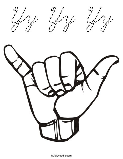 Sign Language Letter Y Coloring Page