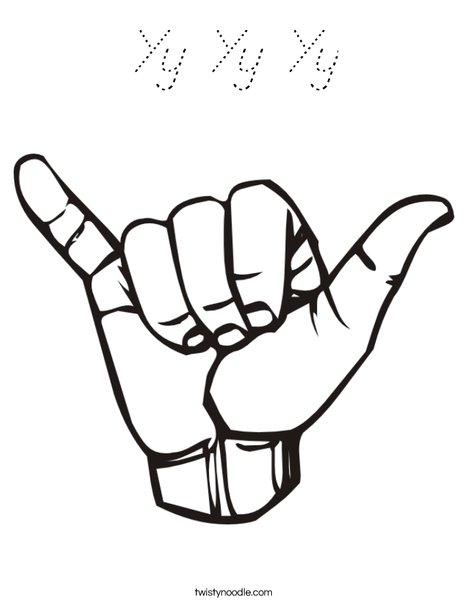 Sign Language Letter Y Coloring Page