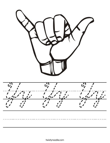 Sign Language Letter Y Worksheet