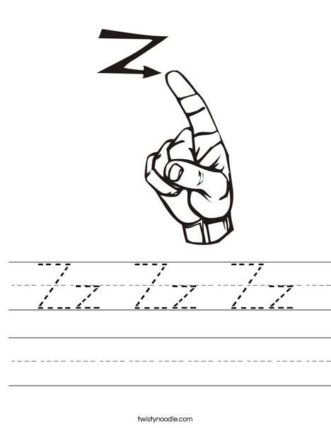 Sign Language Letter Z Worksheet
