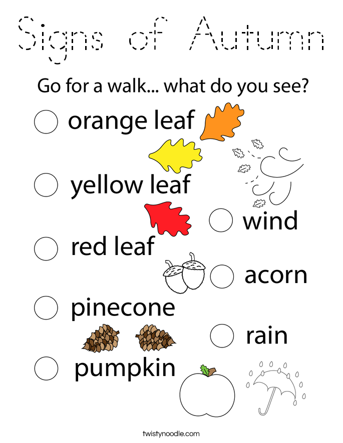 Signs of Autumn Coloring Page