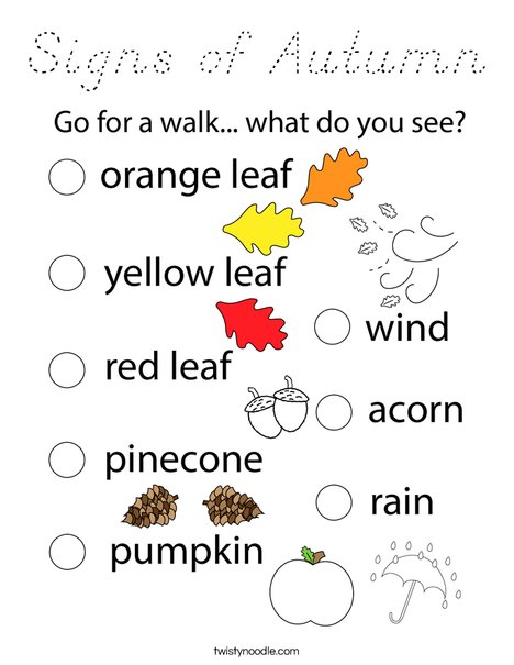 Signs of Autumn. Coloring Page