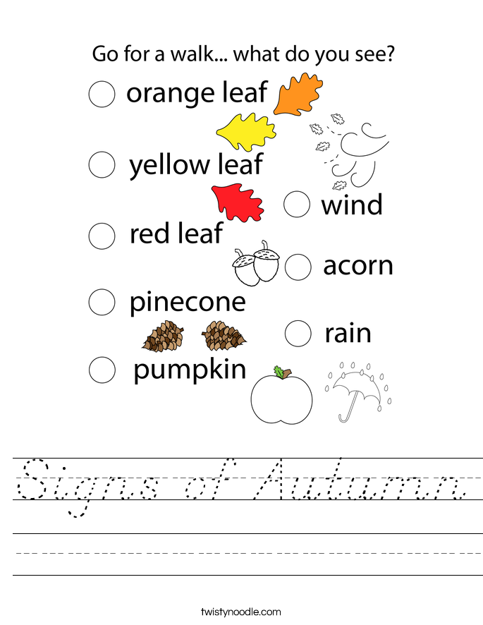 Signs of Autumn Worksheet